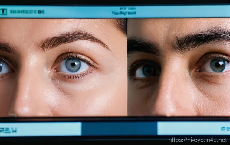 눈 안압 검사 과정 - **Prompt 1: The Vital Eye Pressure Check-up**
    A clear, medium shot of an adult patient, approxim...
